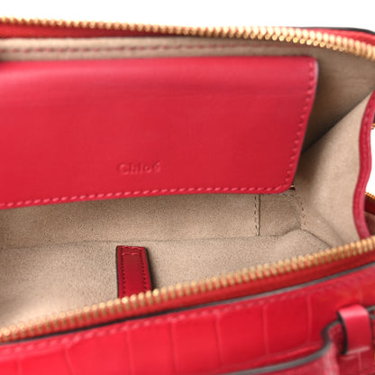 Chloe Calfskin Crocodile Embossed Mini C Vanity Bag Red 5 of 9