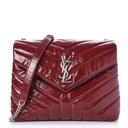 Saint Laurent Patent Y Quilted Monogram Small Loulou Chain Satchel Palissandre 1 of 8