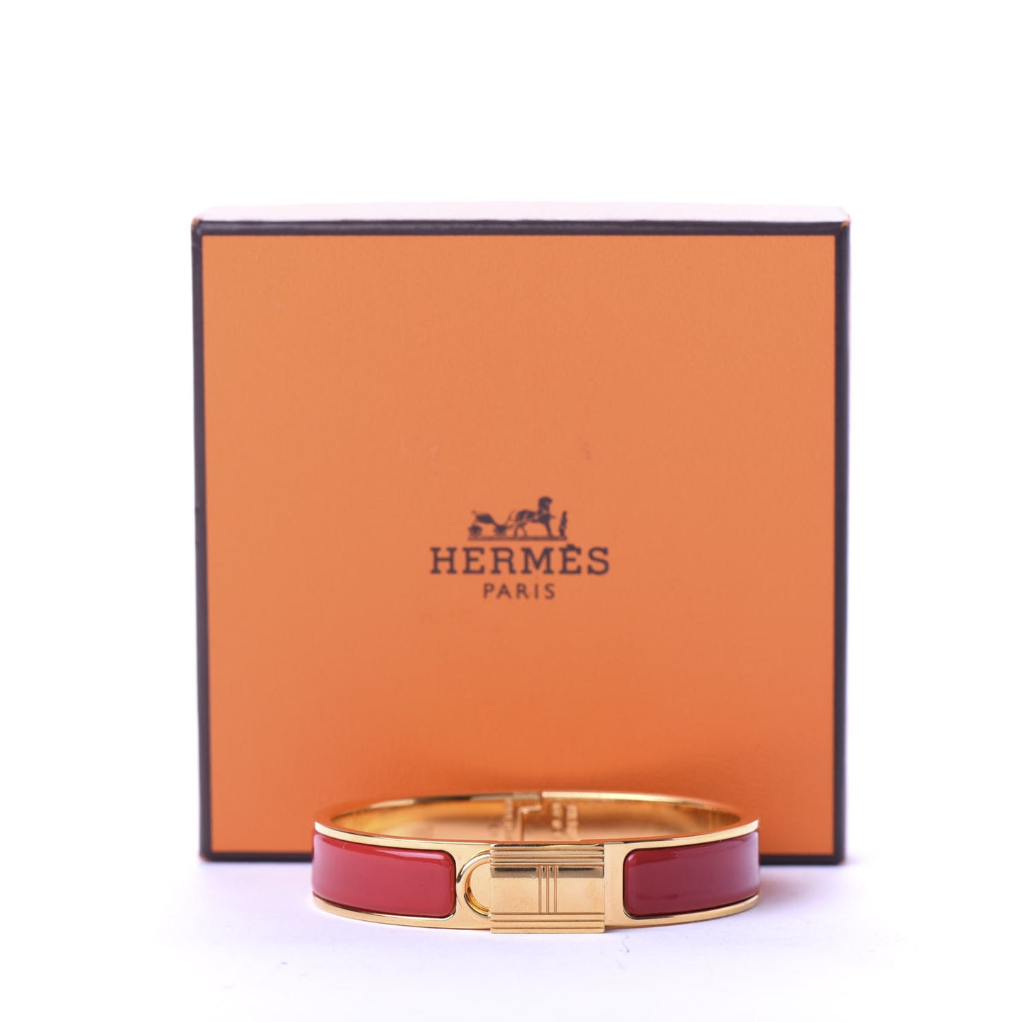 Enamel Narrow Clic Cadenas Bracelet PM Rouge Vif