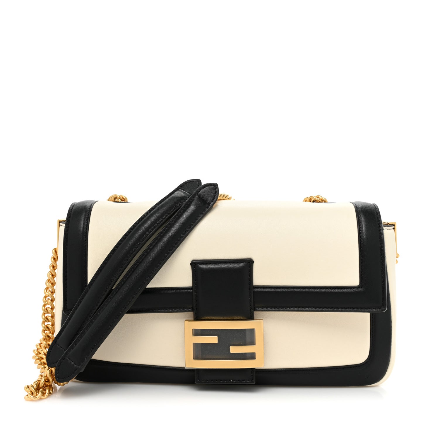 Nappa Apolo Bi-Color Chain Baguette Uovo Black