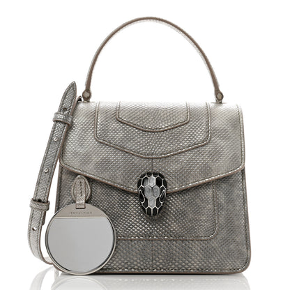 Bulgari Metallic Karung Serpenti Forever Top Handle Silver 3 of 13