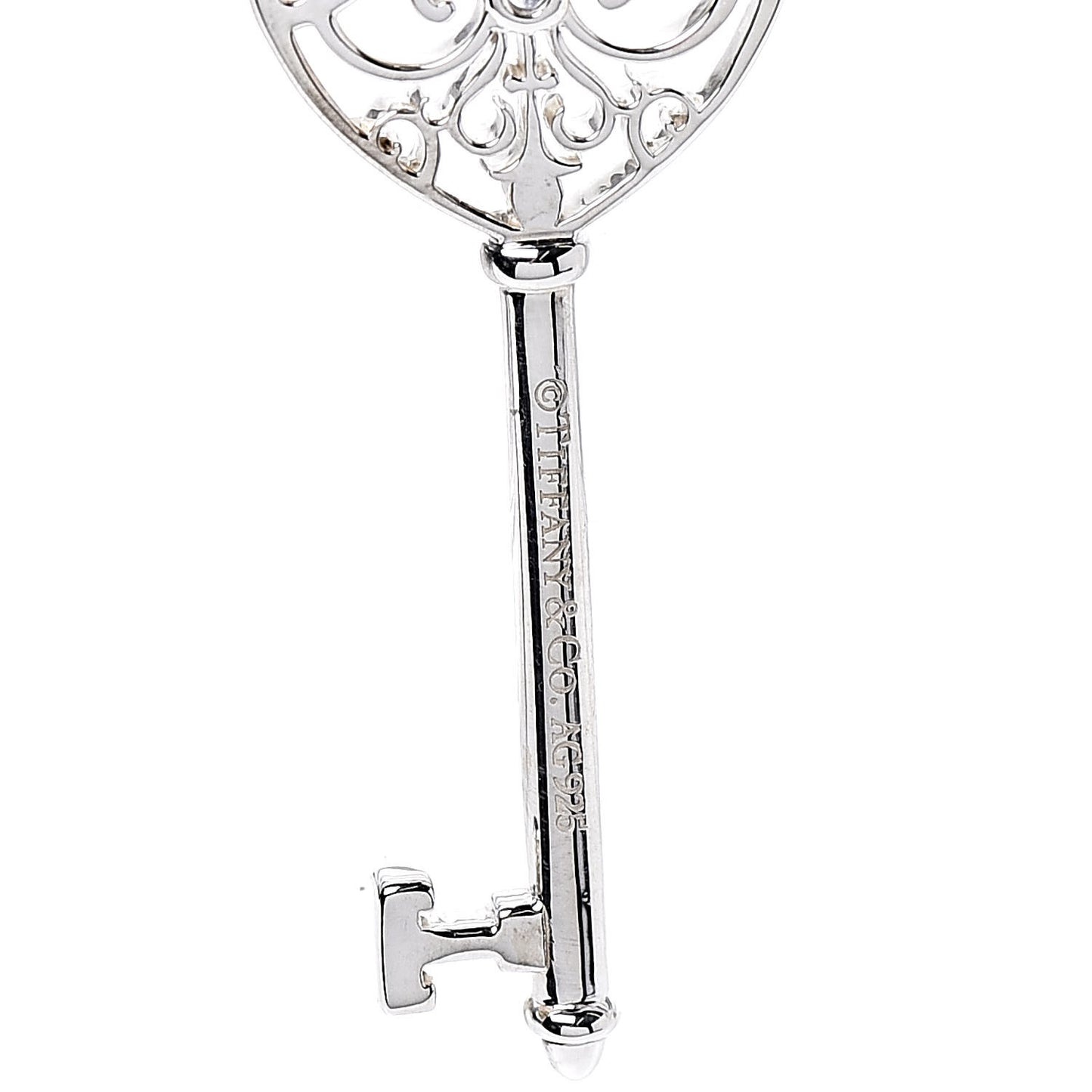 Sterling Silver Blue Sapphire Enchant Heart Key Pendant Necklace