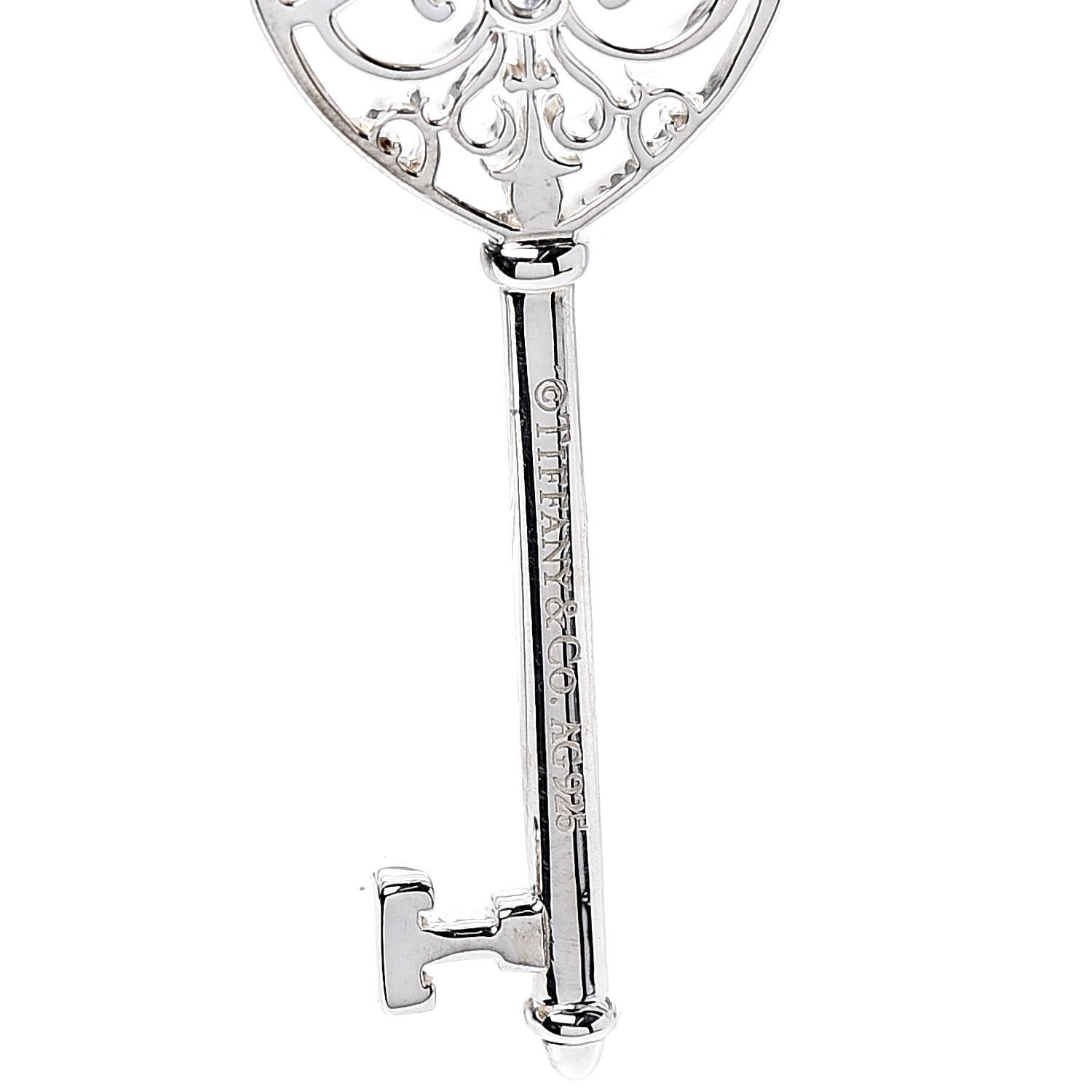 Tiffany Sterling Silver Blue Sapphire Enchant Heart Key Pendant Necklace 5 of 7