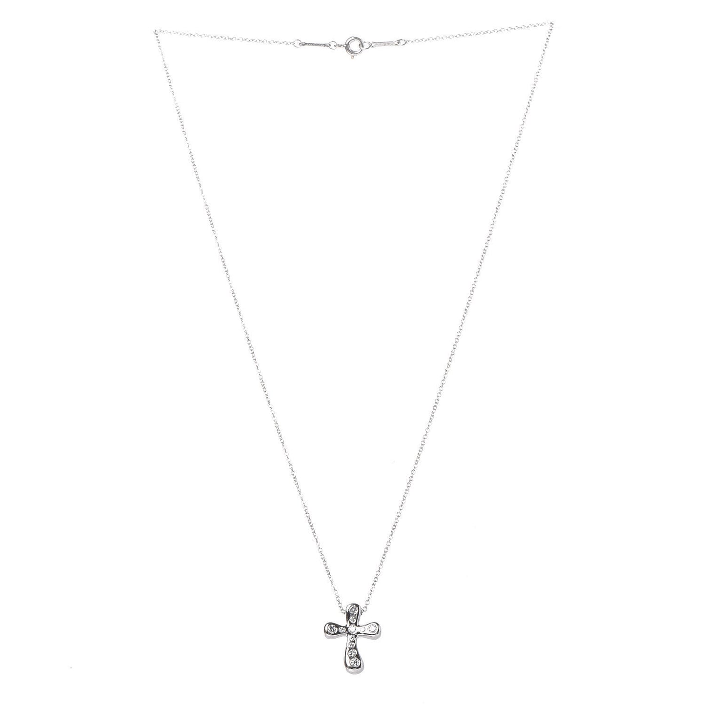 Platinum Diamond 16mm Elsa Peretti Cross Pendant Necklace