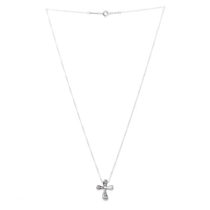 Tiffany Platinum Diamond 16mm Elsa Peretti Cross Pendant Necklace 3 of 7