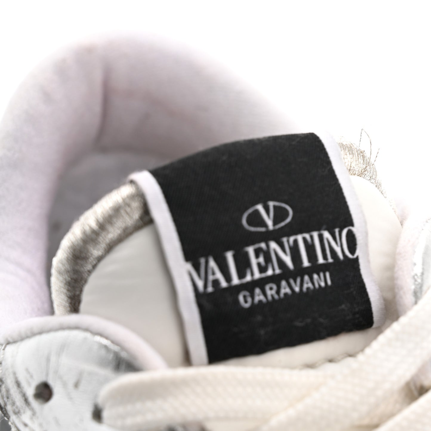 Metallic Calfskin Lace Mesh Lacerunner Sneaker 38.5 Silver Pastel Gray