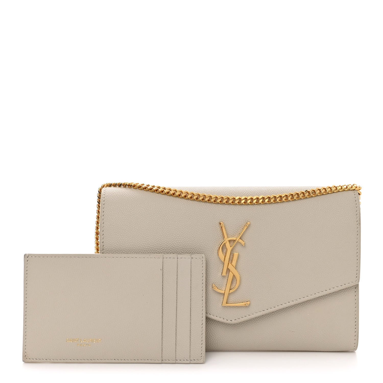 Saint Laurent Grain De Poudre Monogram Uptown Chain Wallet Crema Soft 1 of 10