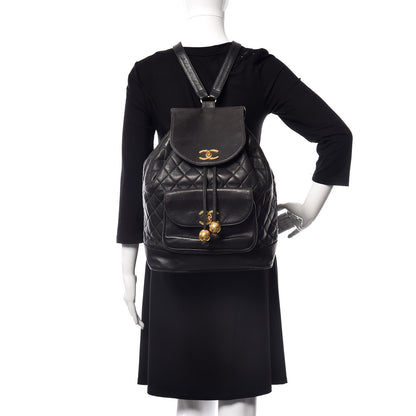 Chanel Lambskin Quilted Drawstring Backpack Black 2 of 15