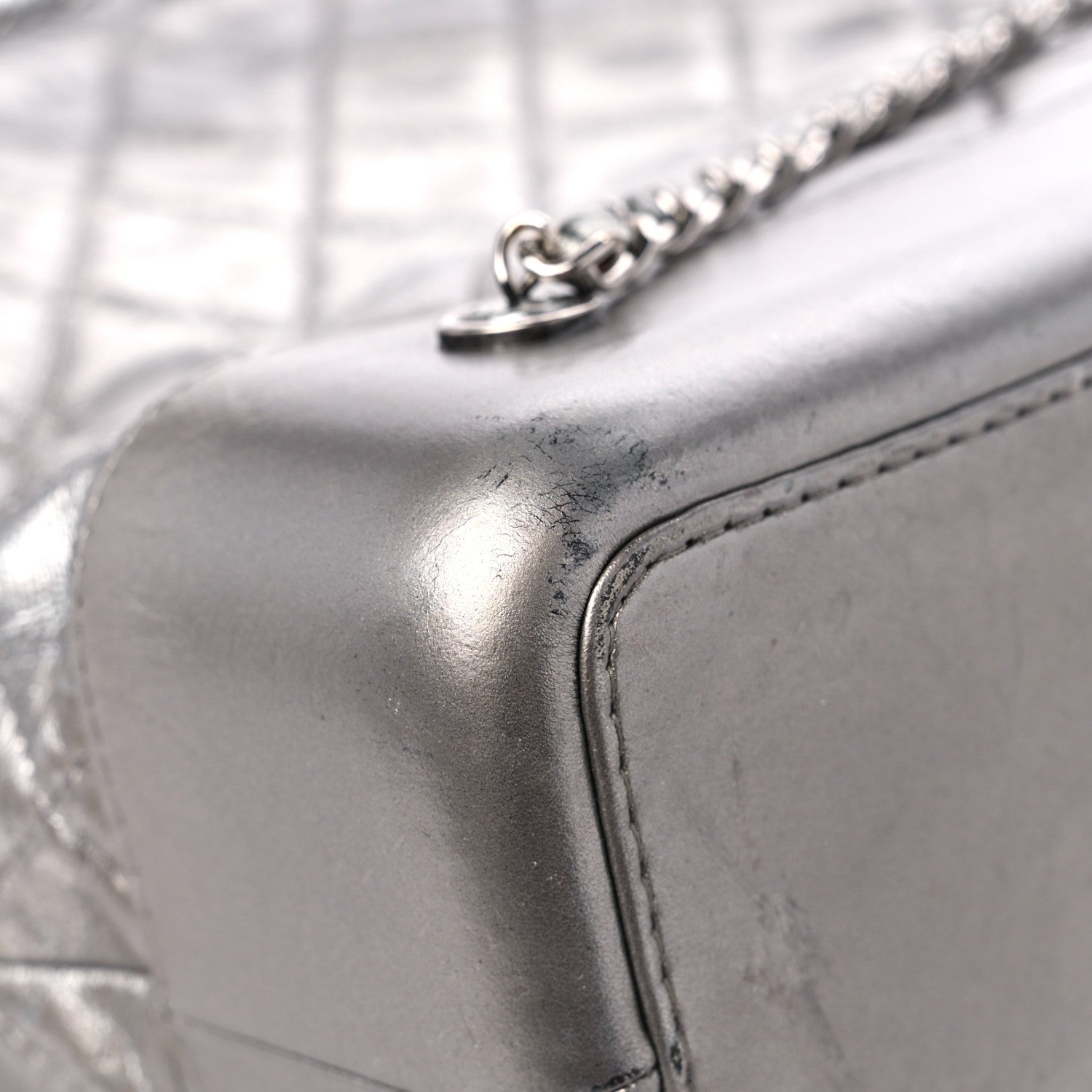 Chanel Metallic Crumpled Calfskin Quilted Small Gabrielle Backpack Silver 10 of 14