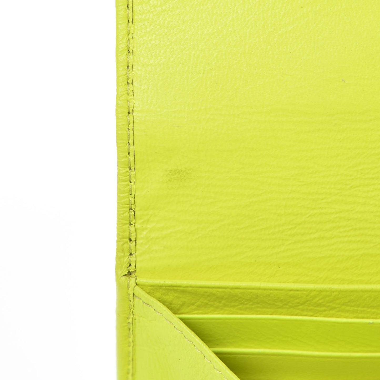 Agneau Classic Silver Hardware Money Wallet Jaune Fluo