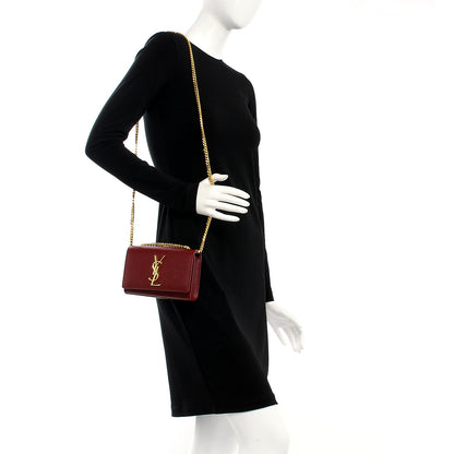 Saint Laurent Grain De Poudre Small Monogram Kate Satchel Oxblood 2 of 7