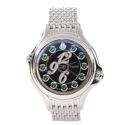 Fendi Stainless Steel Diamond Topaz 38mm Crazy Carats Rotating Gem Quartz Watch Black 4 of 11