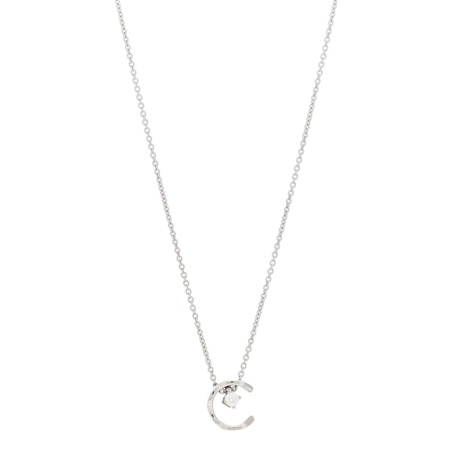 18K White Gold Diamond Coco Crush C Necklace