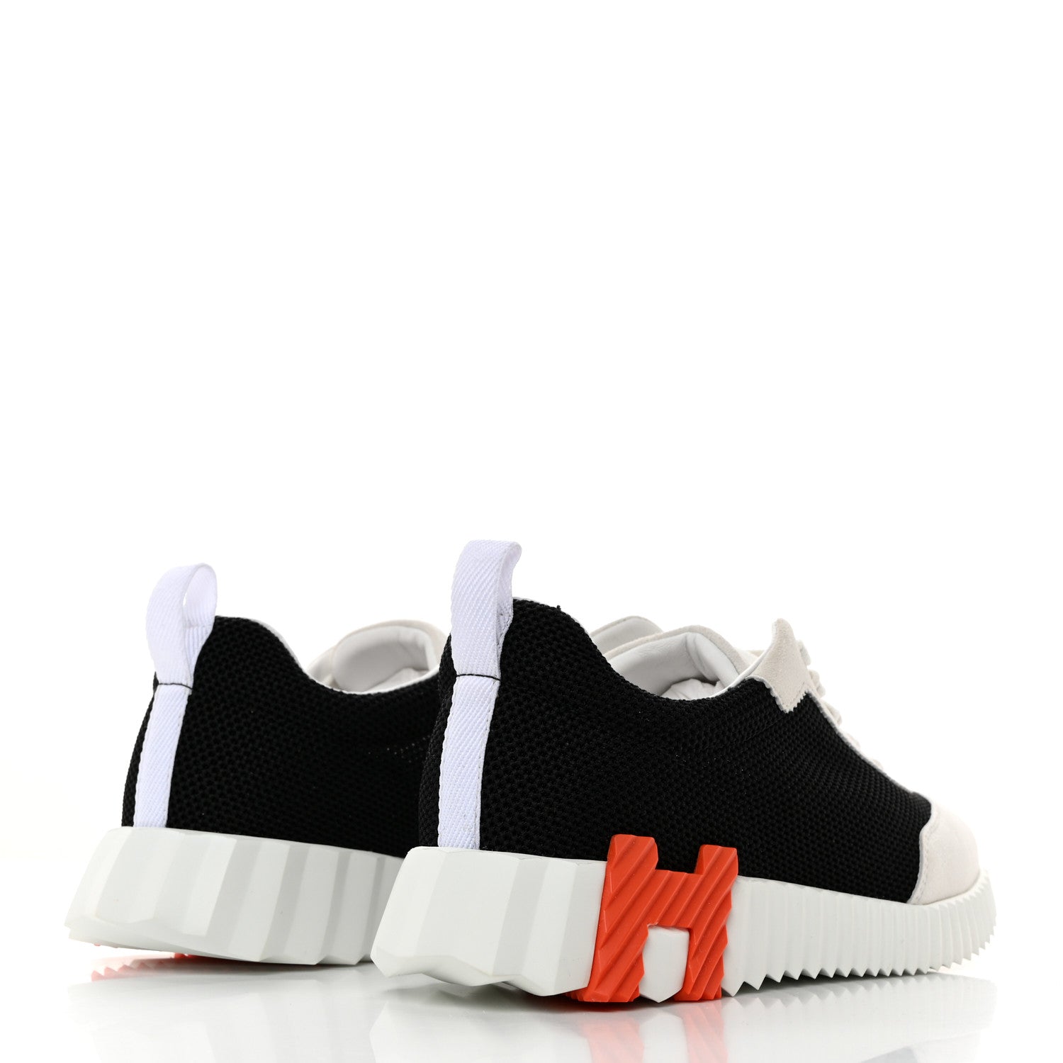 Hermes Air Mesh Suede Goatskin Bouncing Sneakers 38.5 Black Orange 4 of 9