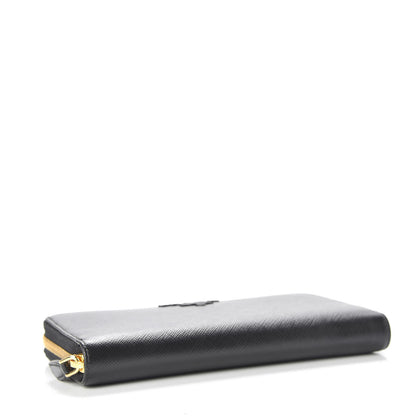 Prada Saffiano Shine Monochrome Zip Around Wallet Black 4 of 9