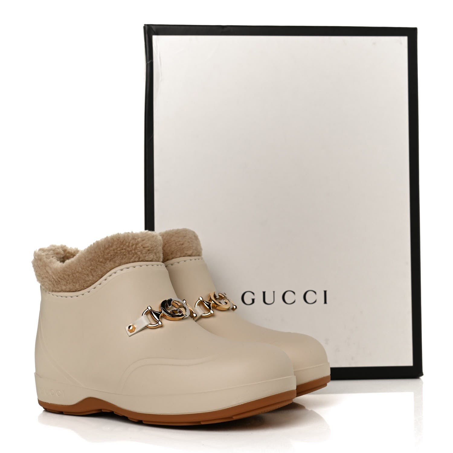 Gucci Rubber Wool Womens Crossy Ankle Boots 35 Mystic White Butterscotch 11 of 11