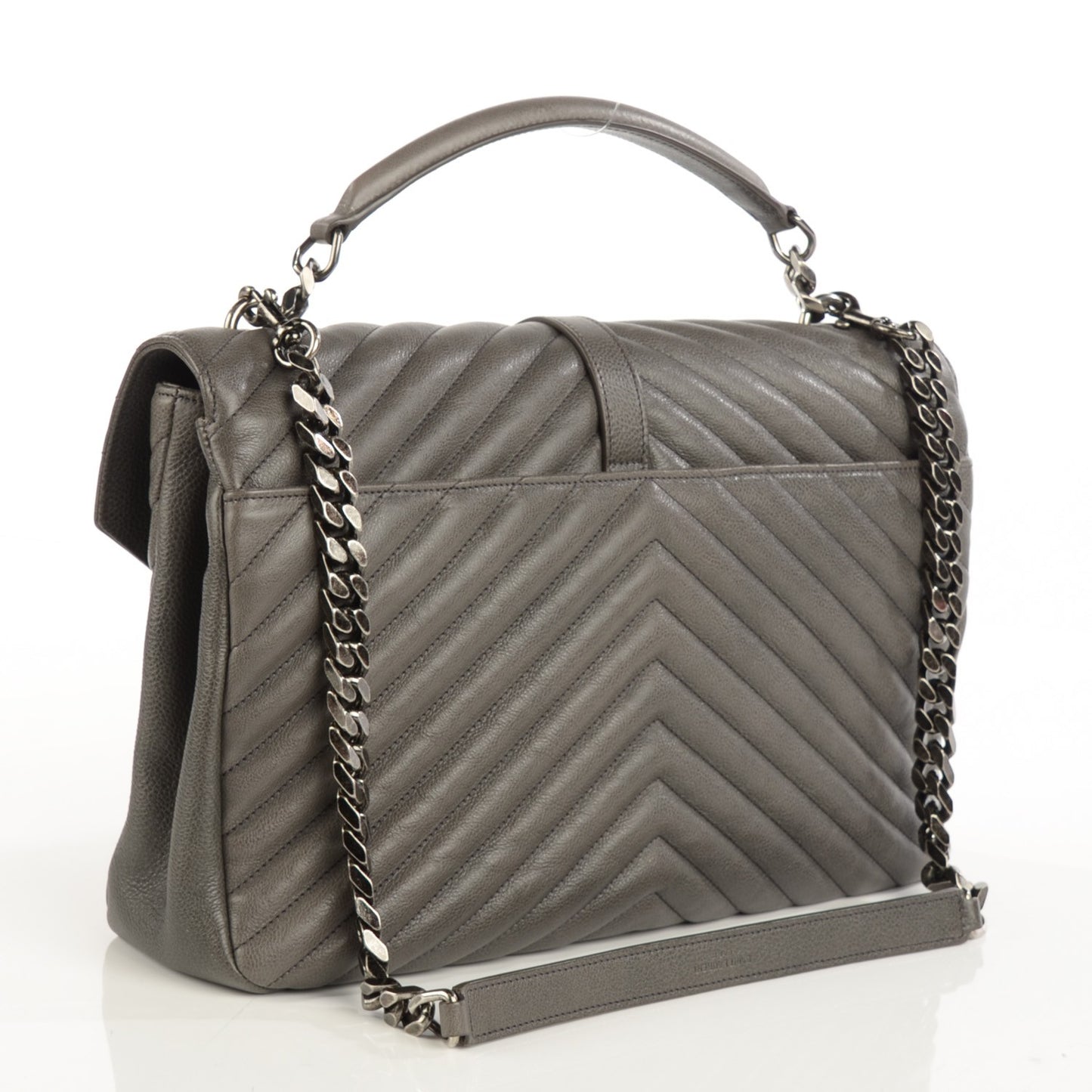 Grain De Poudre Matelasse Chevron Large Satchel Grey