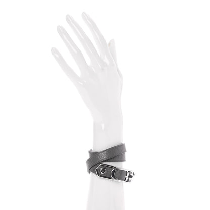 Balenciaga Chevre Hamilton SIlver Metallic Edge Triple Tour M Bracelet Gris Acier 2 of 7