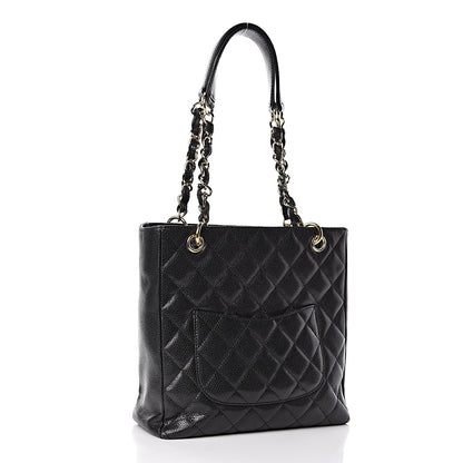 Chanel Caviar Quilted Petit Shopping Tote PST Black 3 of 16