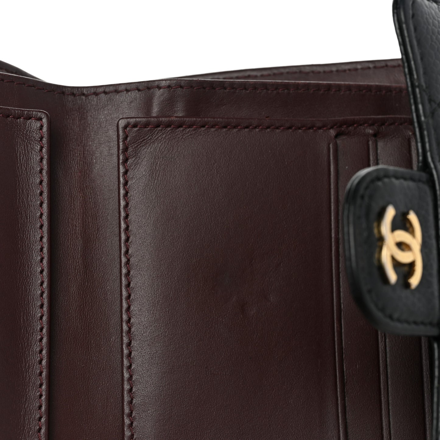 Caviar Quilted Compact Flap Wallet Black