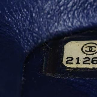 Lambskin Chevron Quilted Medium Double Flap Blue