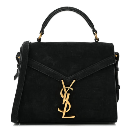 Saint Laurent Nubuk Crocodile Embossed Mini Classic Monogram Cassandra Top Handle Black 1 of 11