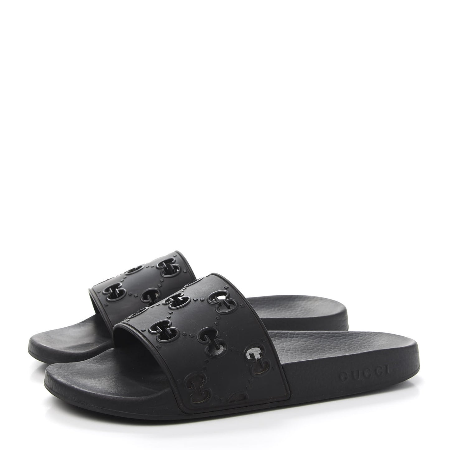 Rubber GG Monogram Mens Slide Sandals 8 Black
