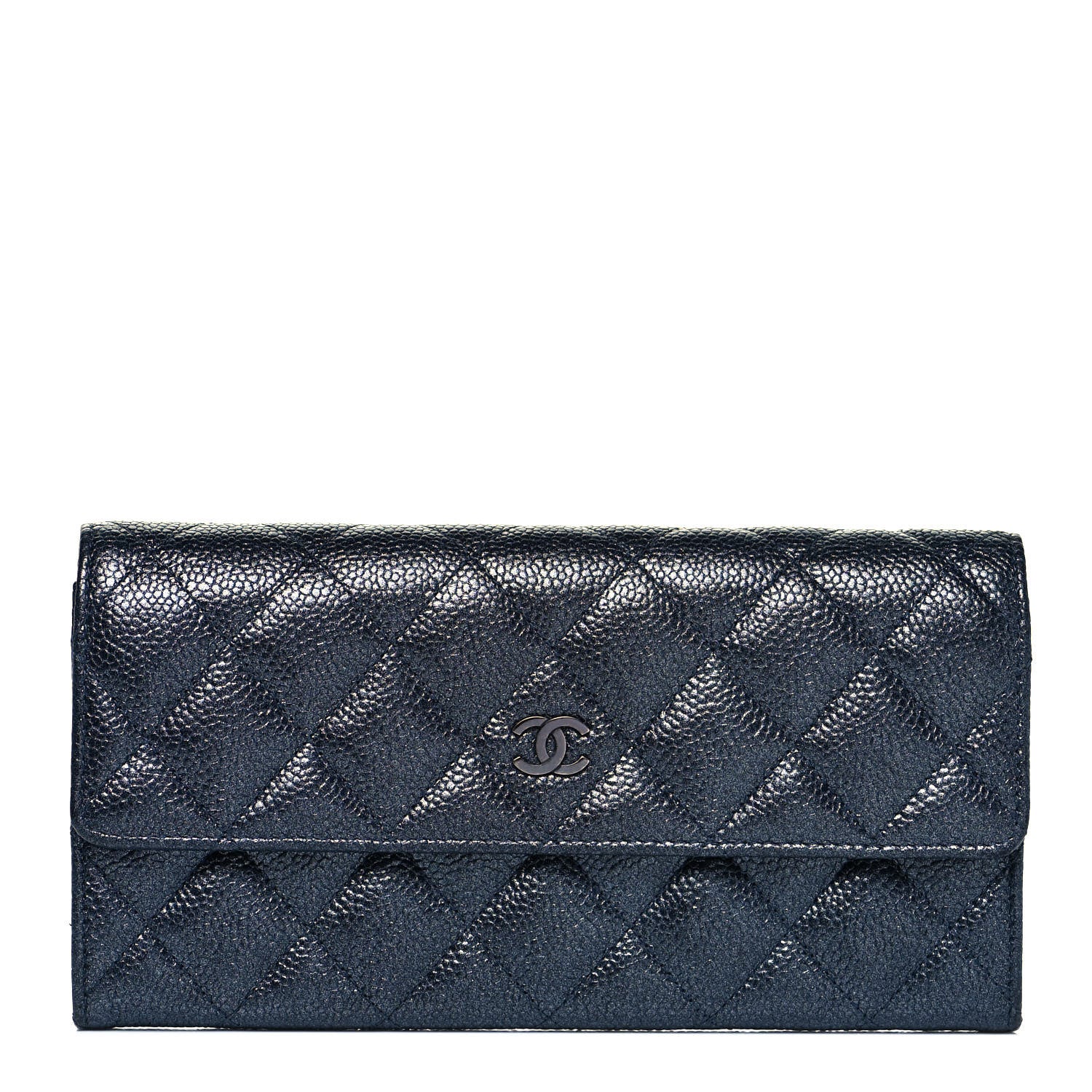 Chanel Metallic Caviar Quilted Large Flap Wallet Charcoal 2 of 25