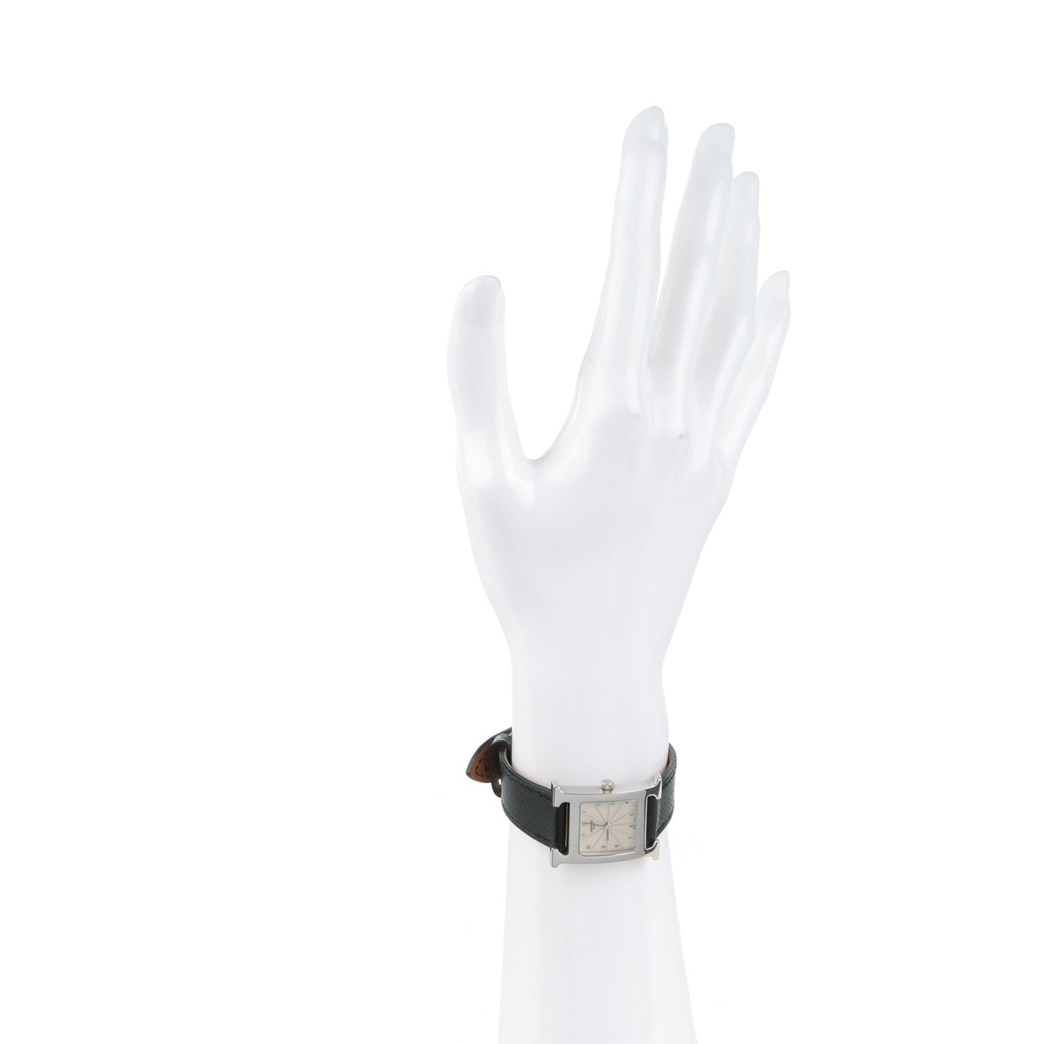 Hermes Stainless Steel Epsom 21mm Heure H Hour Quartz Watch Noir 2 of 10