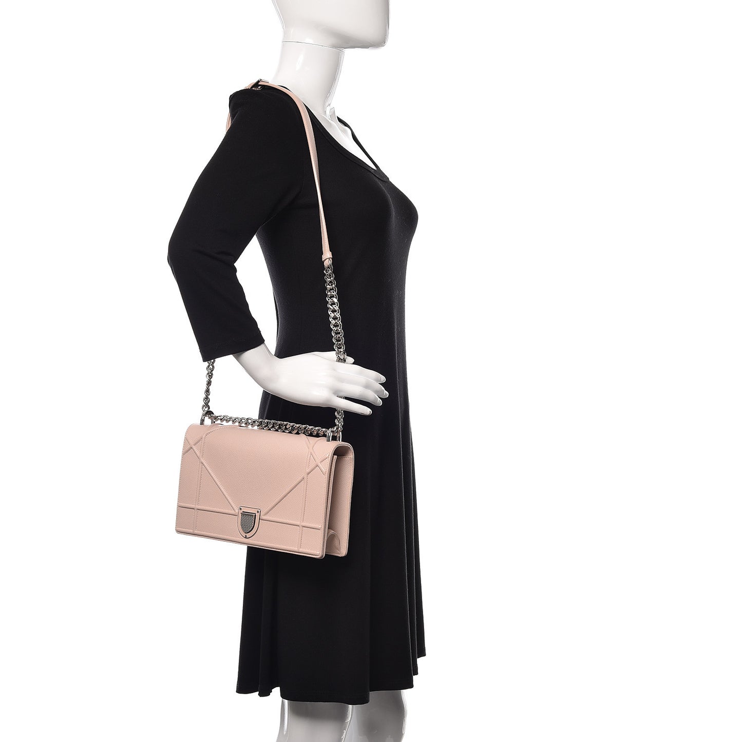 Grained Calfskin Cannage Medium Diorama Flap Bag Rose Poudre