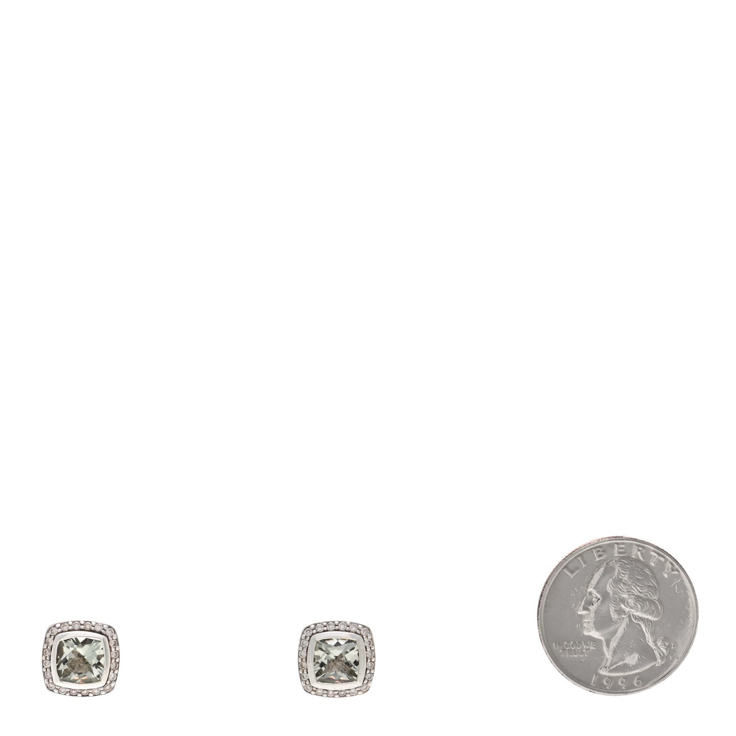 Sterling Silver Diamond Prasiolite 7mm Petite Albion Earrings