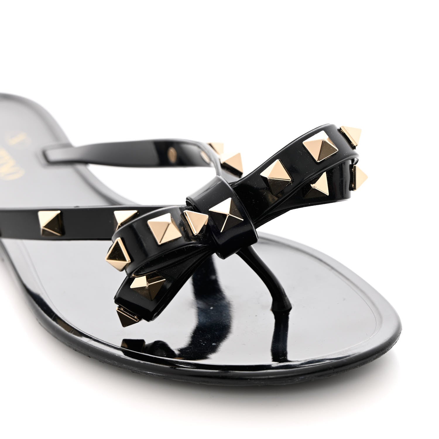 Valentino Garavani PVC Jelly Rockstud Bow Thong Sandals 37 Black 9 of 9