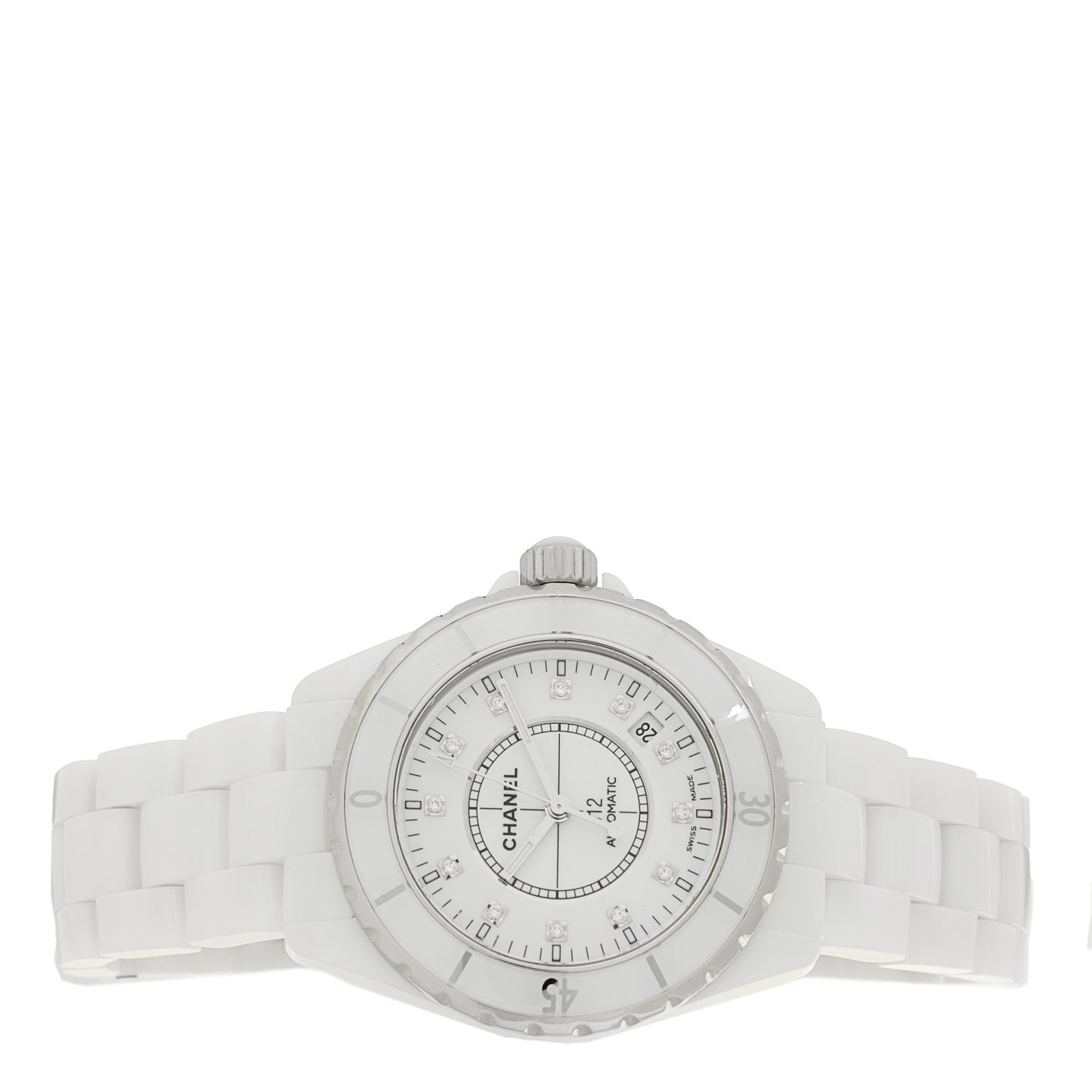 Stainless Steel Ceramic Diamond 38mm J12 Automatic Watch White