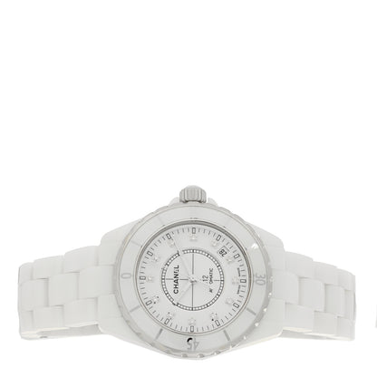 Chanel Stainless Steel Ceramic Diamond 38mm J12 Automatic Watch White 2 of 4