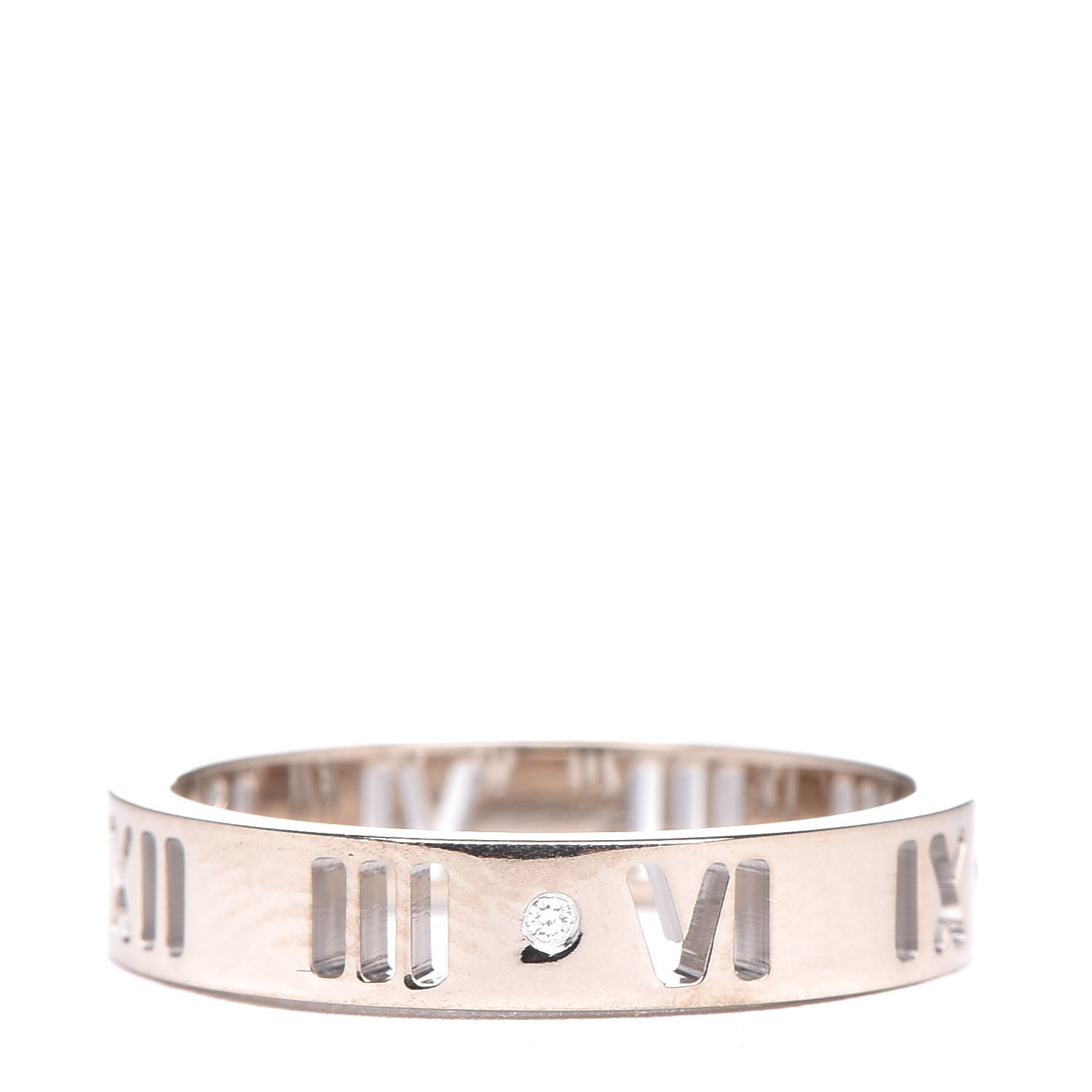 Tiffany 18K White Gold Diamond Atlas Pierced Ring 48 4.5 4 of 5