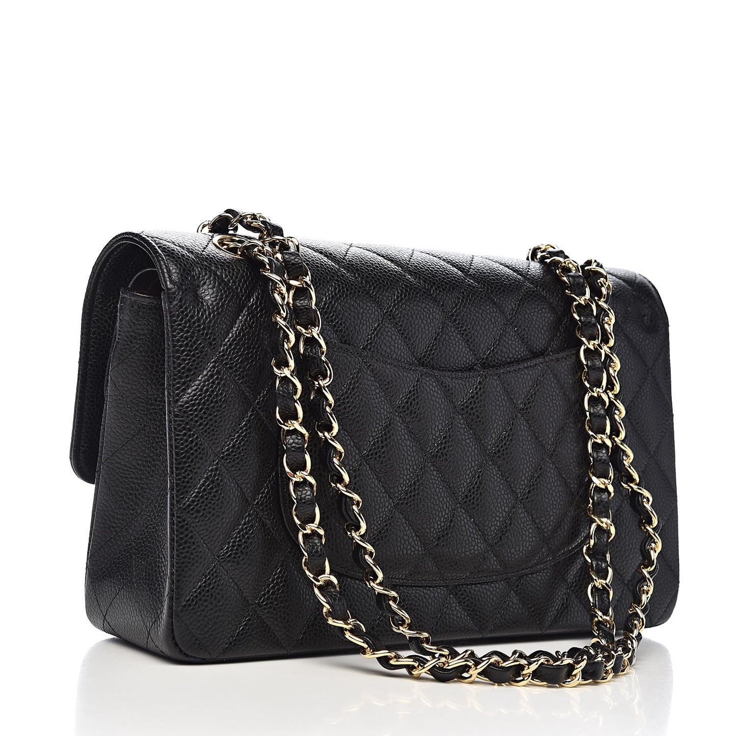 Caviar Quilted Medium Double Flap Black