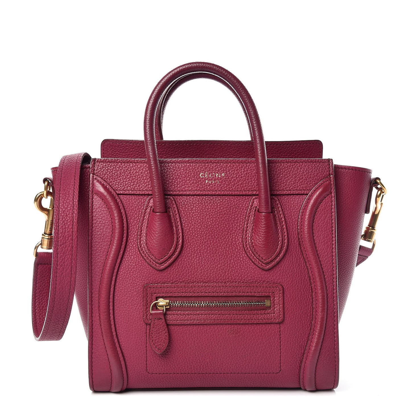Drummed Calfskin Nano Luggage Plum
