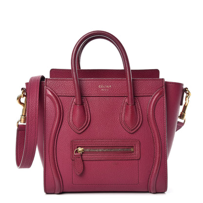 Celine Drummed Calfskin Nano Luggage Plum 1 of 9
