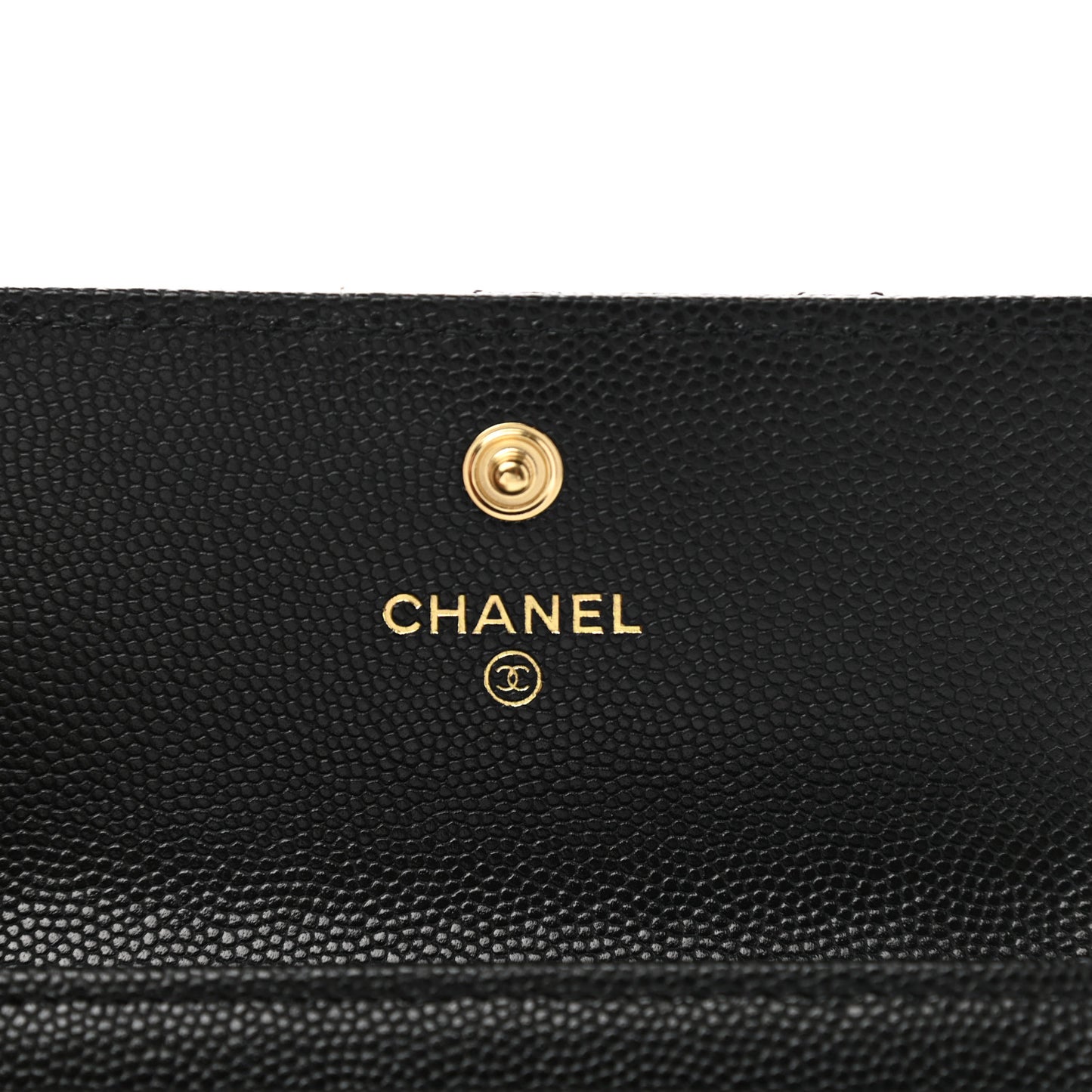 Caviar Quilted Enamel Coco Casino Flap Card Holder Wallet Black