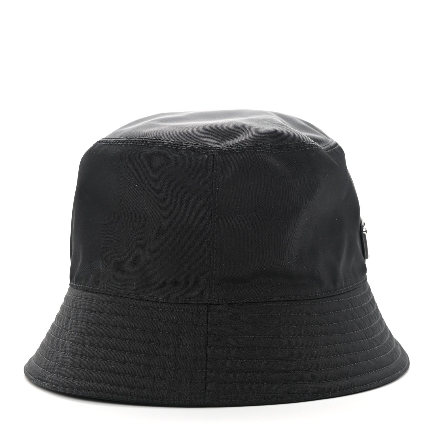 Prada Re-Nylon Metal Triangle Logo Mens Bucket Hat L Black 5 of 8
