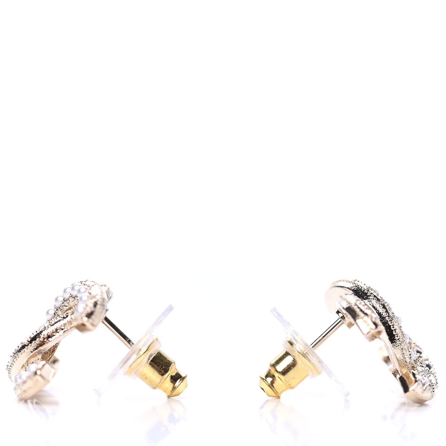 Chanel Crystal Pearl CC Earrings Gold 3 of 4