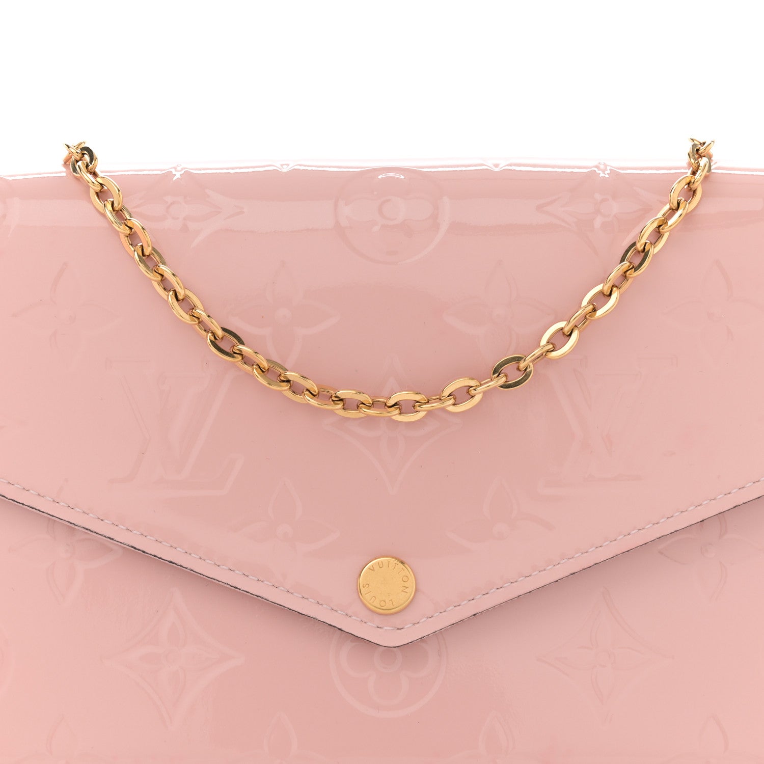 Louis Vuitton Vernis Felicie Chain Wallet Rose Ballerine 9 of 12