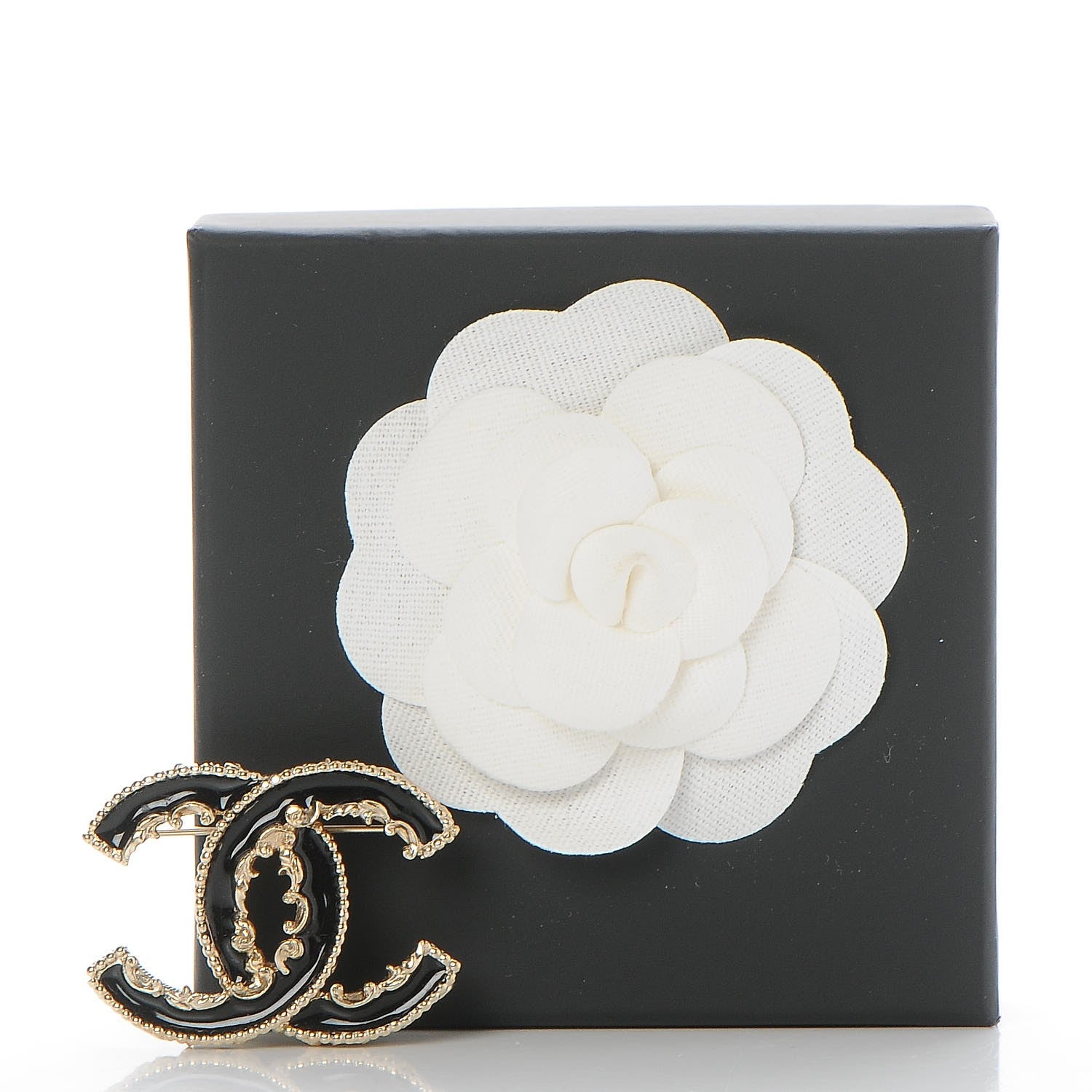Chanel Enamel CC Baroque Brooch Black Gold 5 of 5