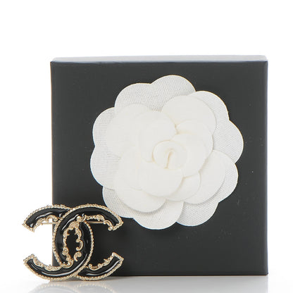 Chanel Enamel CC Baroque Brooch Black Gold 5 of 5