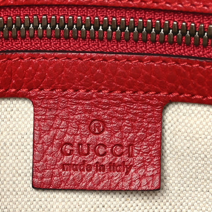 Gucci Grained Calfskin Logo Messenger Bag Hibiscus Red 6 of 9