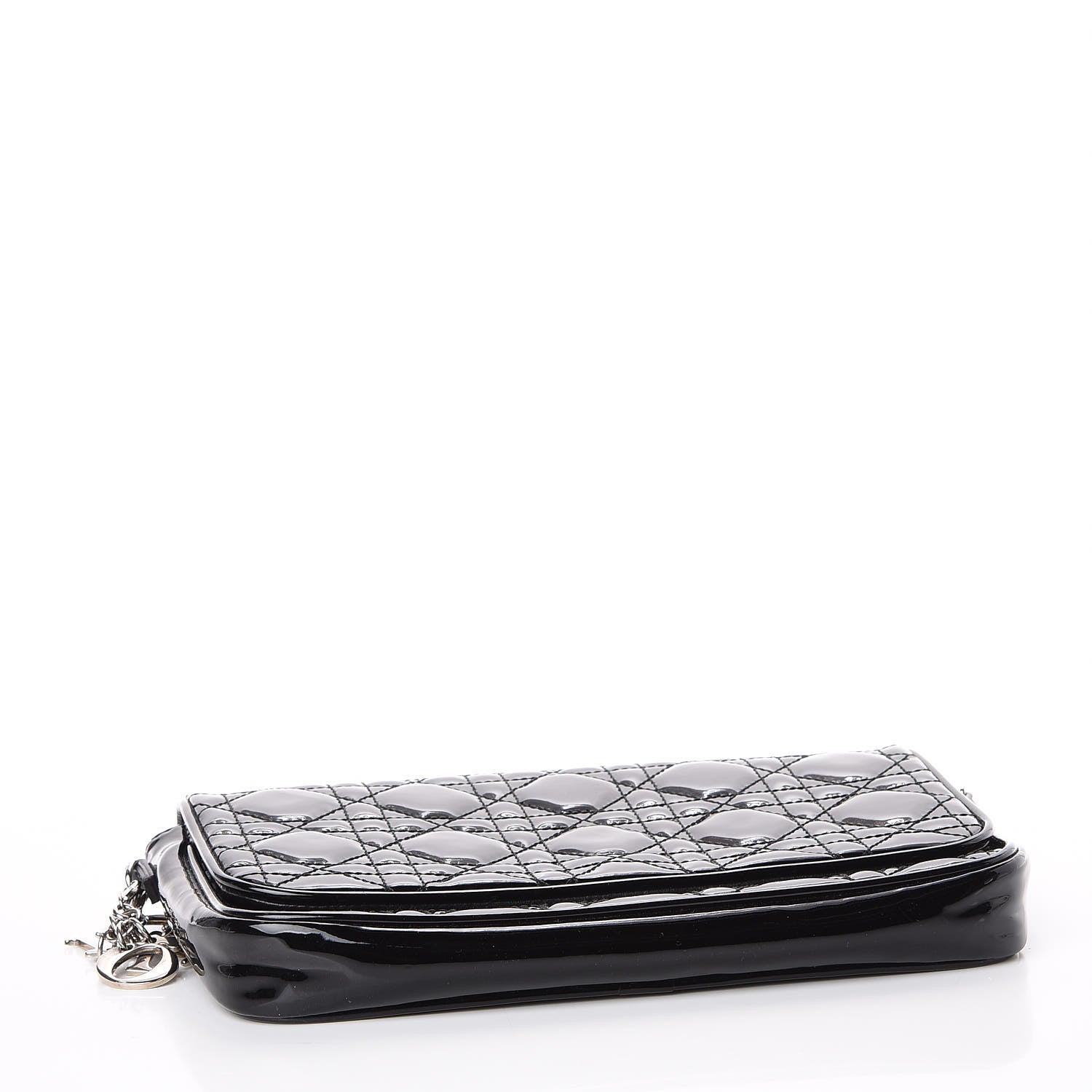 Christian Dior Patent Cannage Wallet on Chain Pouch Black 3 of 10