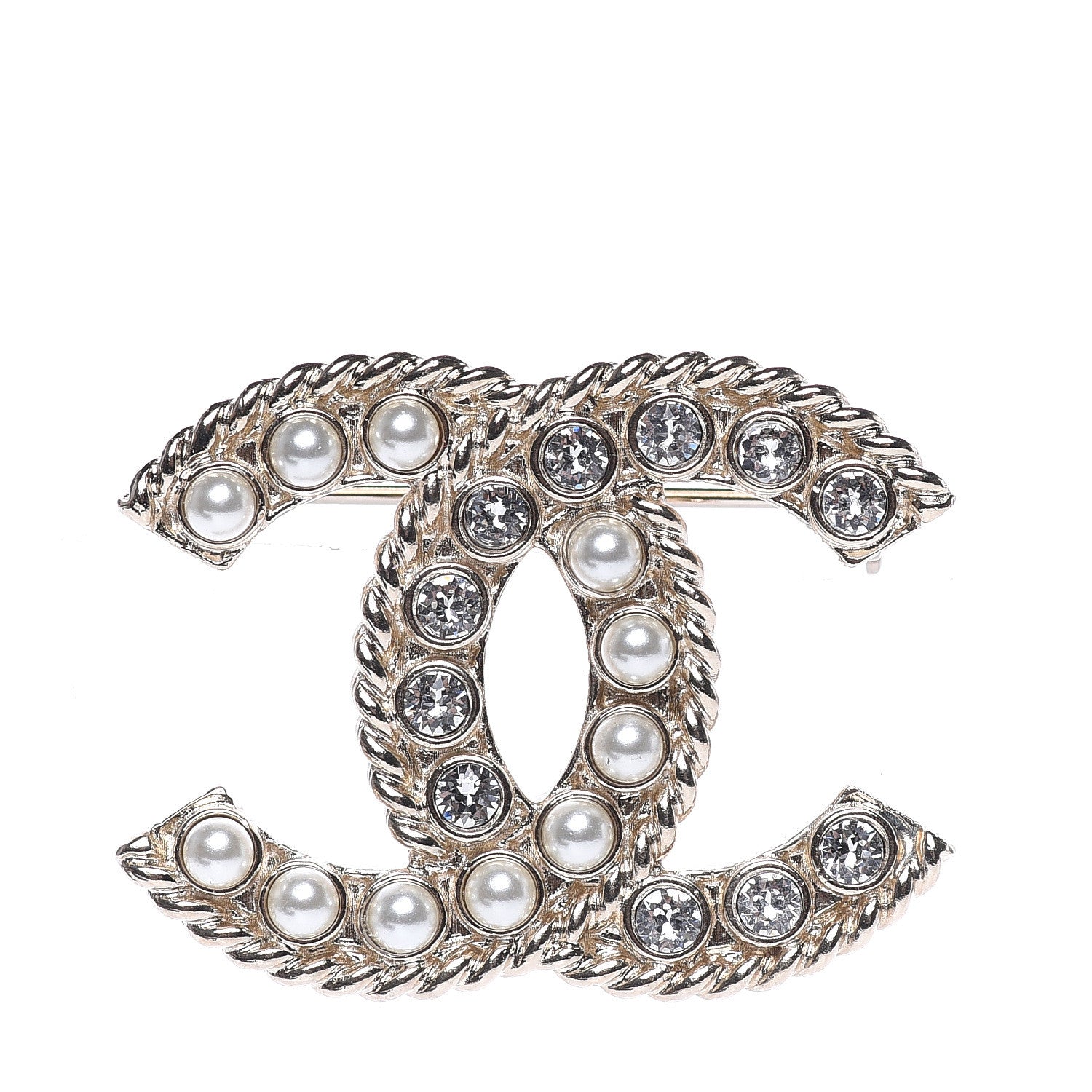 Chanel Pearl Crystal April In Paris CC Brooch Gold 1 of 5