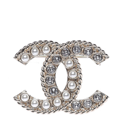 Chanel Pearl Crystal April In Paris CC Brooch Gold 1 of 5