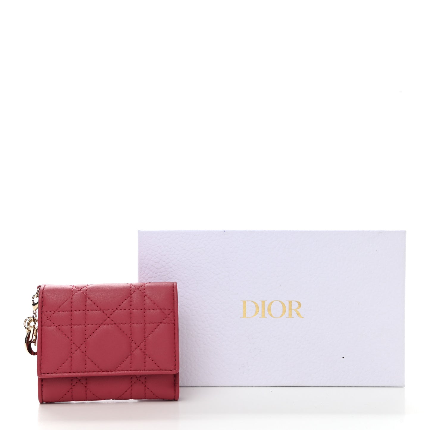 Lambskin Cannage Lady Dior Lotus Wallet Rusty Red