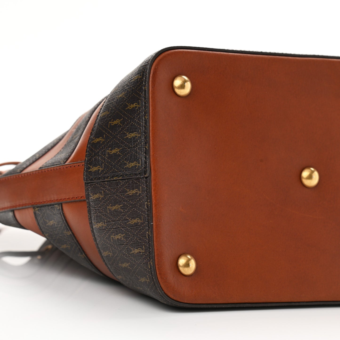 Canvas Smooth Calfskin Le Monogramme Striped Bucket Bag Brown